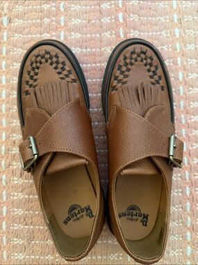 Dr. Martens Brown Leather Kiltie Monk Strap Loafers